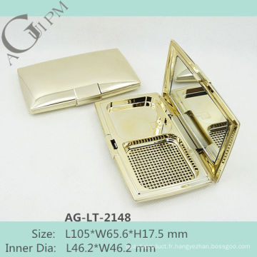 Rétro qui brille rectangulaire Compact poudre cas avec miroir AG-LT-2148, AGPM empaquetage cosmétique, couleurs/Logo personnalisé